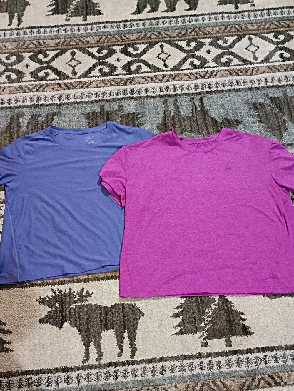 2 Tees Athletic Works& Reebok Short Sleeve Tees in Purple and Blue